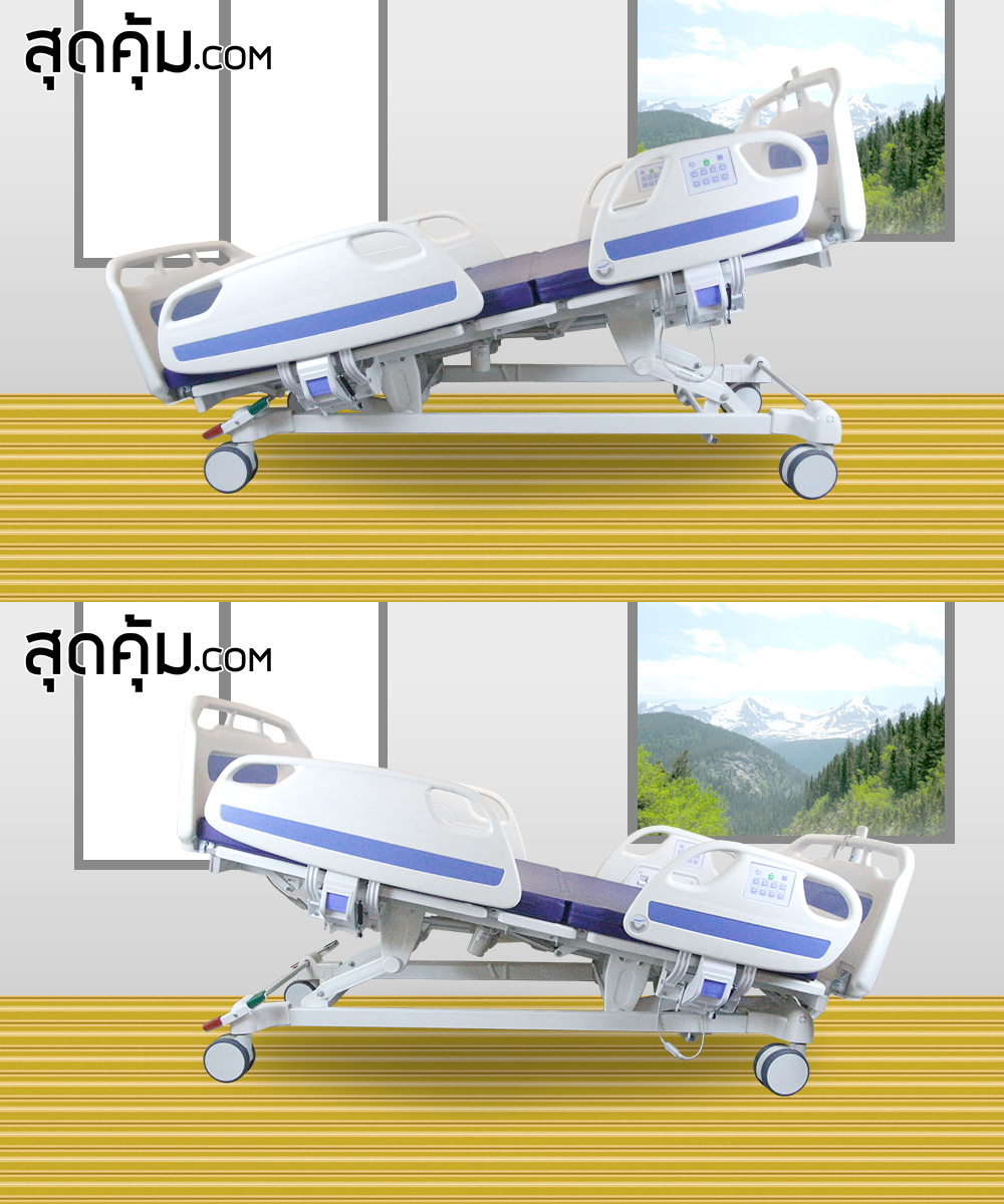 เตียงช่างน้ำหนักผู้ป่วยและคนชราไฟฟ้า 5 ไกร์ ราวปีกนก รุ่น SK-5S Weight ราวปีกนก รุ่น SK-5S-Weightฟังค์ชั่นของเตียงไฟฟ้าในท่ากายภาพบำบัด Trendelenburg